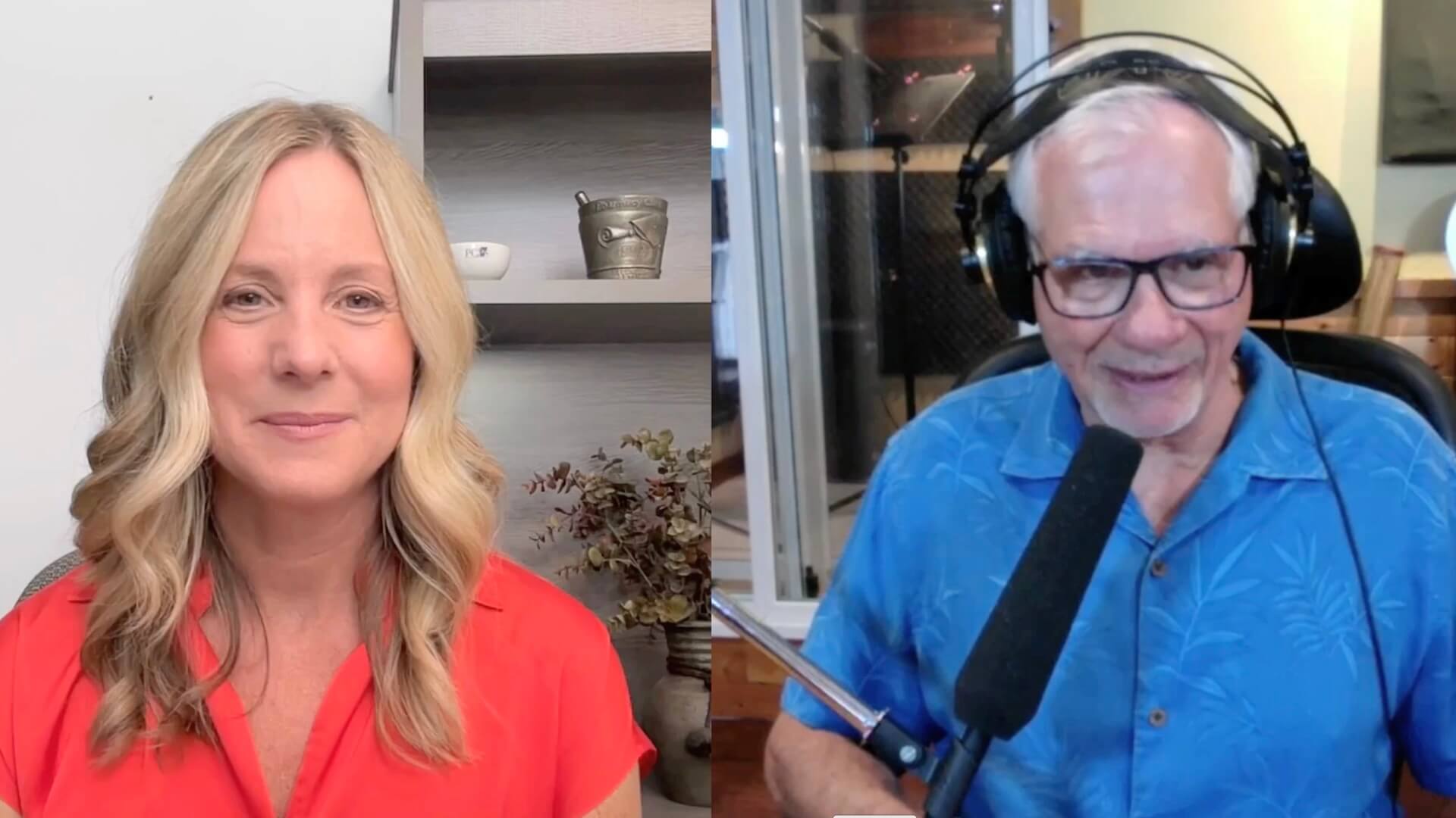 Sherry Torkos and Steve Herringer talk on a podcast